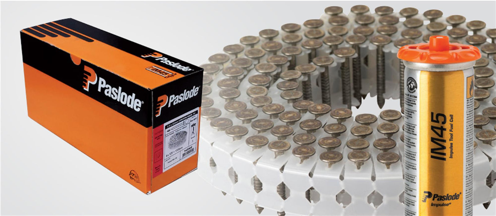 Paslode Impulse Haftennagler IM45 GN LITHIUM 25-45 mm + 2 Packs 2,8x25 A2 Ring