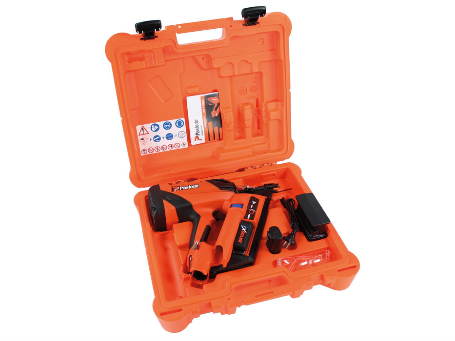 Paslode Impulse Streifennagler IM100Xi Lithium 63-100 mm + 2 Packs 3,1x90 Galv-Plus Ring