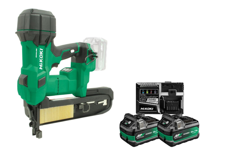 Hikoki Akku-Klammergerät N1808DAW4Z inkl. 2 Stück 36V Mulivoltakkus, Ladegerät und Transporttasche